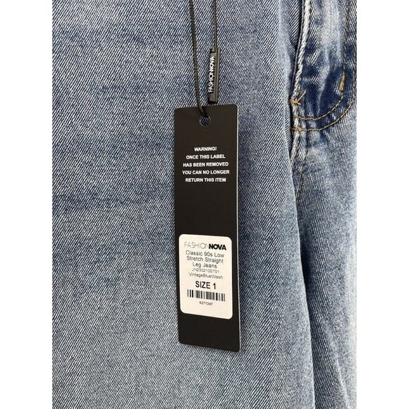 NWT Fashion Nova Women’s Classic 90s Low Stretch Straight Leg Jeans Size 1 - Picture 4 of 9